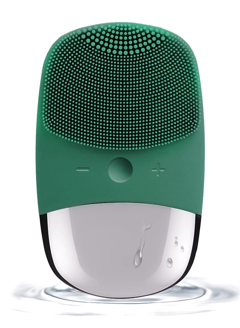 Excefore Facial Cleansing Brush, Silicone Face Scrubber, IPX7 Waterproof, Green - Image 1