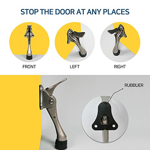 Hashi One Touch Kickdown Door Stopper, Door Holder, Heavy Duty Door Stops, Bottom of Door, Height-Adjustable Rubber Tips by HASHI (Antique Bronze 4 inch x 1pack) - Image 5