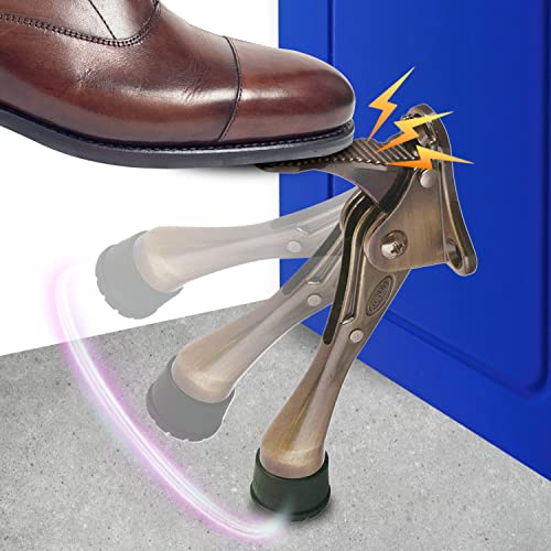 Hashi One Touch Kickdown Door Stopper, Door Holder, Heavy Duty Door Stops, Bottom of Door, Height-Adjustable Rubber Tips by HASHI (Antique Bronze 4 inch x 1pack) - Image 2