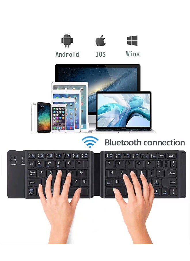 Generic - Foldable Bluetooth Keyboard, Rechargeable Ultra Slim Mini Pocket Folding Keyboard, Wireless Portable Keyboard Compatible With Android, iOS, Windows System, Mobilephone, Tablet, Laptop Device - Image 1