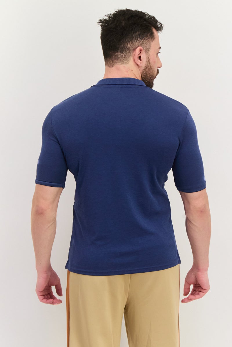 SKECHERS Men Sportswear Fit Short Sleeves Outdoor Polo Shirt, Navy - Image 3