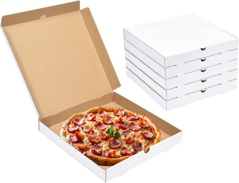 JJO 16x16x2 Inch 10 Pack Corrugated Pizza Boxes,Heavy Duty Cardboard Pizza Boxes,Disposable White Boxes for Cookie,Pies,Party Favors and Crafts - Image 1