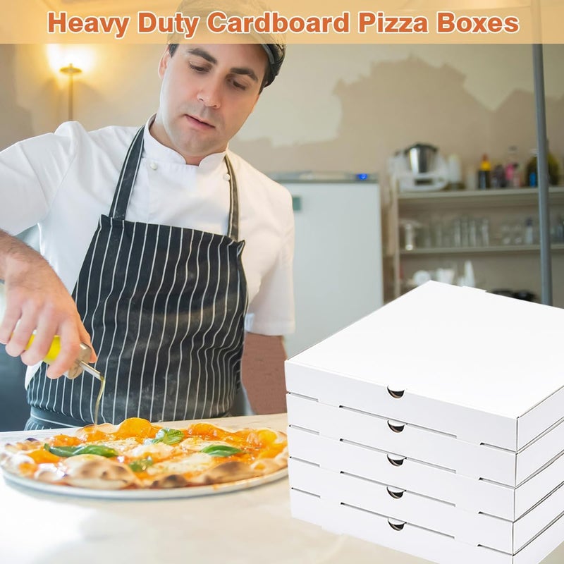 JJO 16x16x2 Inch 10 Pack Corrugated Pizza Boxes,Heavy Duty Cardboard Pizza Boxes,Disposable White Boxes for Cookie,Pies,Party Favors and Crafts - Image 4