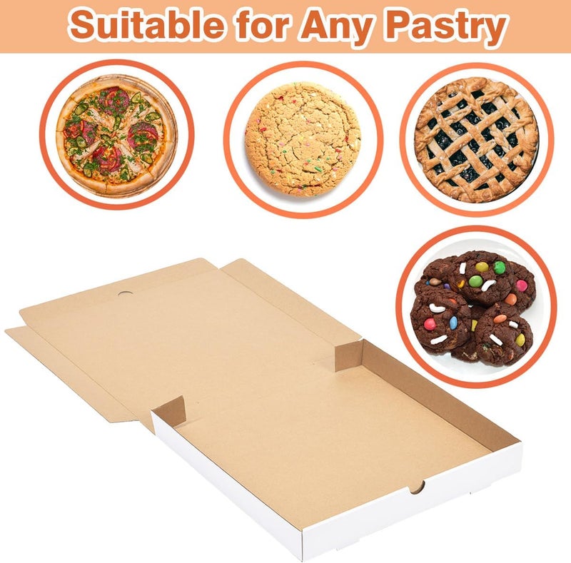 JJO 16x16x2 Inch 10 Pack Corrugated Pizza Boxes,Heavy Duty Cardboard Pizza Boxes,Disposable White Boxes for Cookie,Pies,Party Favors and Crafts - Image 5