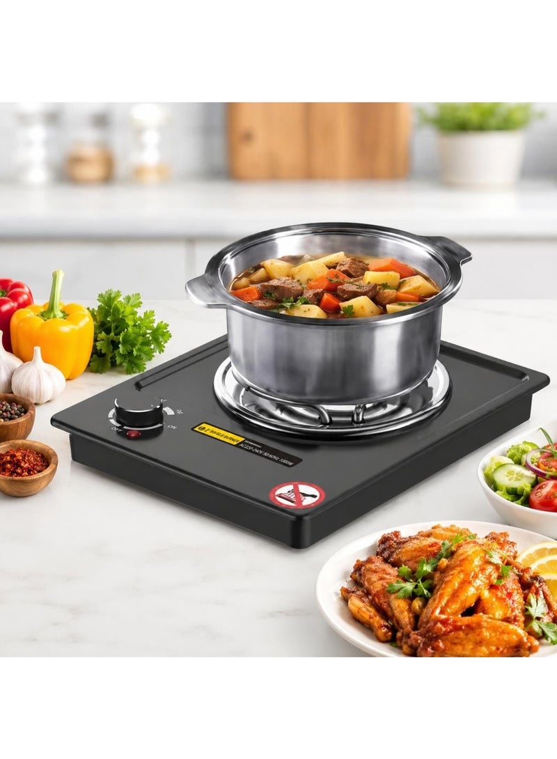 STARLUX Portable Electric Hot Plate 1500W, Single Burner Cooker with Variable Heat Control, Durable Heating Plate, Compact Kitchen Stove for Boiling, Frying & Warming - Image 1