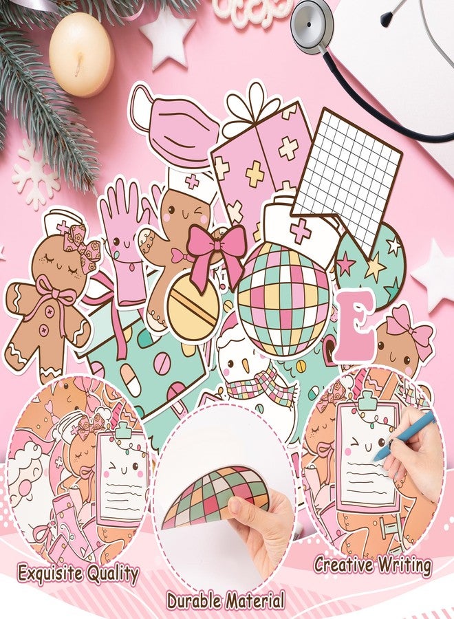 CPicdn 139Pcs Christmas Health Bulletin Board Decoration Set, Cute Gingerbread Man Nurse Paper Cutouts Cookie Name Tags Border Trims, Christmas Party Nursing School Classroom Supplies Wall Door Decor - Image 3