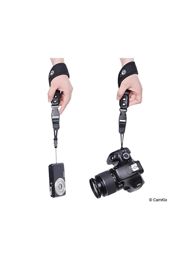 CamKix أحزمة لكاميرات DSLR والكاميرات المدمجة - عبوة 2 - قوية ومتينة للغاية - سوار نيون مريح - قابل للتعديل - مشبك إطلاق سريع - حبال إضافية وقطعة قماش للتنظيف متضمنة - Image 5