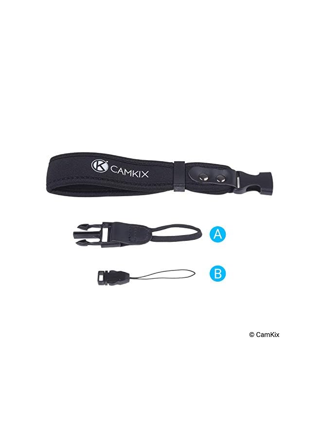 CamKix Straps for DSLR and Compact Cameras - 2 Pack - Extra Strong and Durable - Comfortable Neoprene Bracelet - Adjustable Fit - Quick Release Clip - Extra Tethers and Cleaning Cloth Included  - Image 4