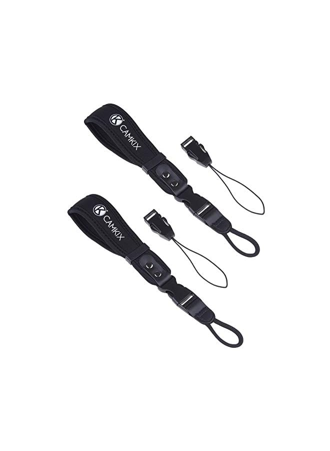 CamKix Straps for DSLR and Compact Cameras - 2 Pack - Extra Strong and Durable - Comfortable Neoprene Bracelet - Adjustable Fit - Quick Release Clip - Extra Tethers and Cleaning Cloth Included  - Image 2