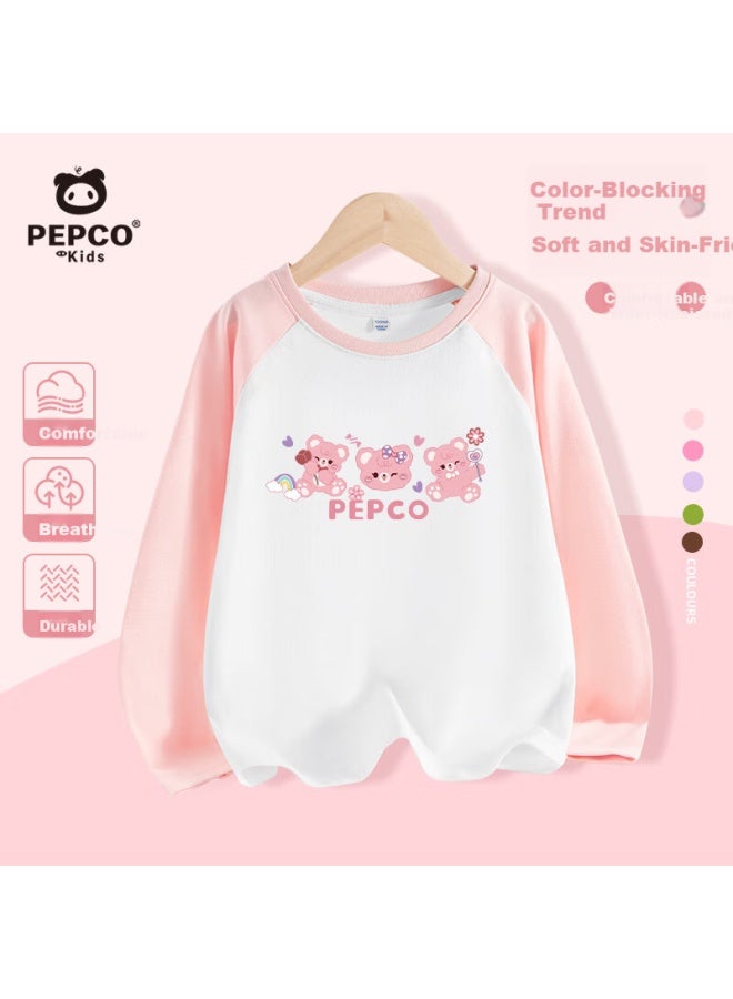 Pepco Girls' Long Sleeve T-shirt Spring Autumn New Pure Cotton Lightweight Patchwork Base Shirt Children's Spring Top - Image 3