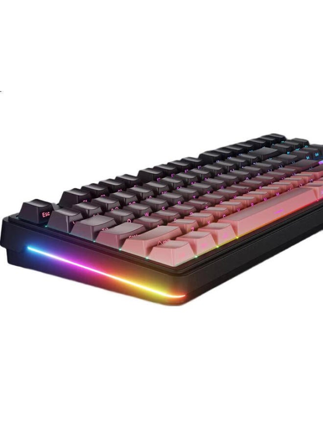 Ausdom H87 Mechanical Keyboard Wireless Bluetooth Wired Three Modes Gasket Customized 6-Layer Filling Gaming Esports Office Computer 5000Mah Blackberry Pink Side Engraved Amethyst Switch - Image 1