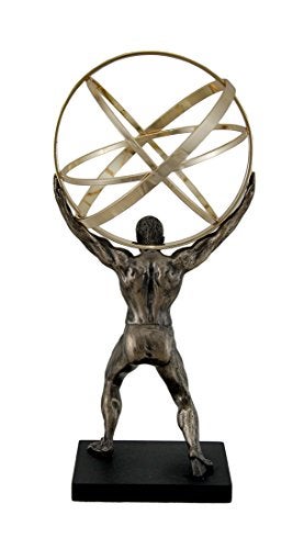 Zeckos Atlas Carrying Celestial Sphere Bronze Finished Statue - Image 3