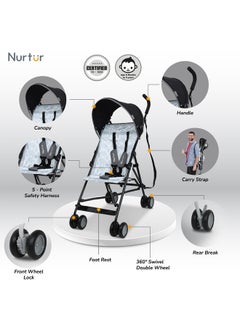 Nurtur Rex Buggy Stroller Multicolor Lightweight Stroller With Compact Fold Canopy Shoulder Strap 6 To 36 Months  - Image 2