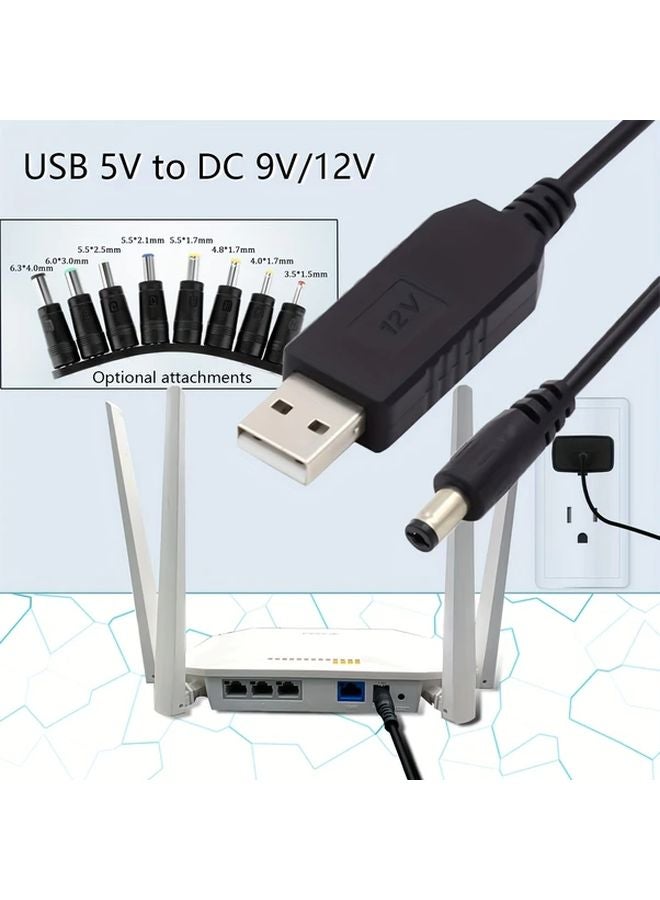 USB 5V To DC 9V 12V Universal Power Cable 3 3ft 8 Connectors For Toys Fan Speaker - Image 5