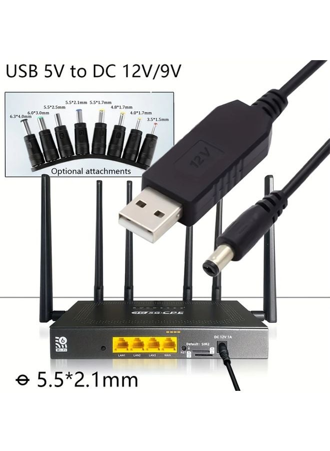 USB 5V To DC 9V 12V Universal Power Cable 3 3ft 8 Connectors For Toys Fan Speaker - Image 2