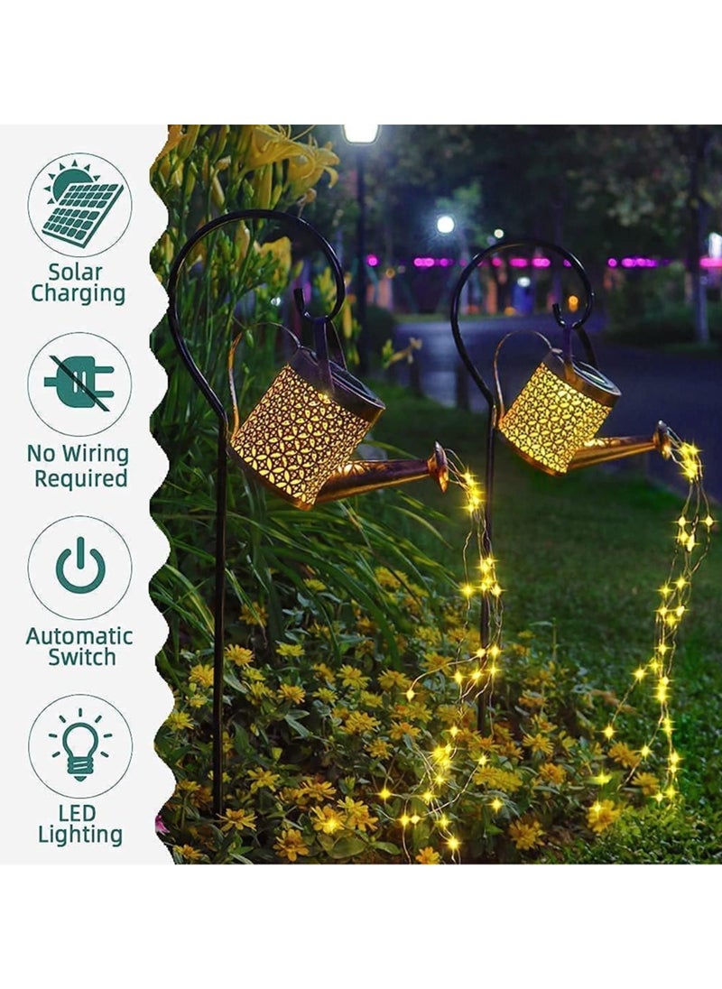 Solar Watering Can Lights, Waterfall Lights Waterproof Solar Garden Light Diya Diwali Light,Auto Light Up At Dark,LED Garden Shower Lights for Garden Patio Yards Lawn Diwali Decoration