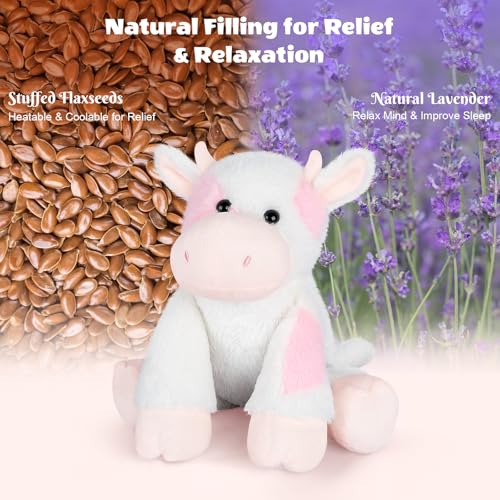 SuzziPals Strawberry Cow Plush Microwavable Stuffed Animals Heating Pad for Period Cramps Cuddly CattleStuffed Animal for Warmth Comfort Cow Gifts for Adults Kids - Image 5