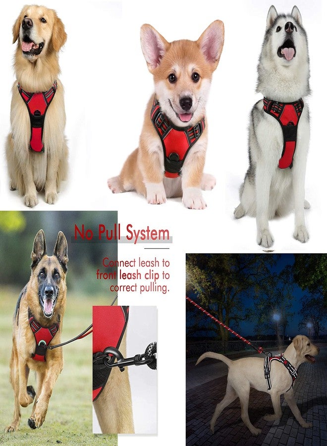 Sakuun No Pull Dog Harness with 5ft Leash for Medium Dogs 21"-26" | Reflective, Adjustable, Padded Chest Vest | Easy Control Body Belt for Daily Walking, Training, Hiking | Red - Image 2