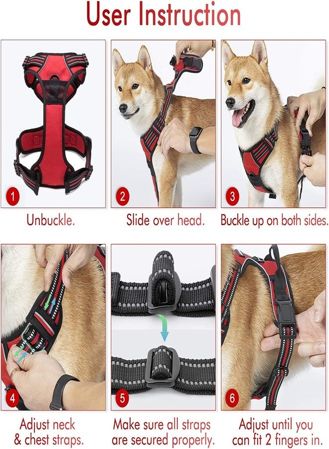 Sakuun No Pull Dog Harness with 5ft Leash for Medium Dogs 21"-26" | Reflective, Adjustable, Padded Chest Vest | Easy Control Body Belt for Daily Walking, Training, Hiking | Red - Image 5
