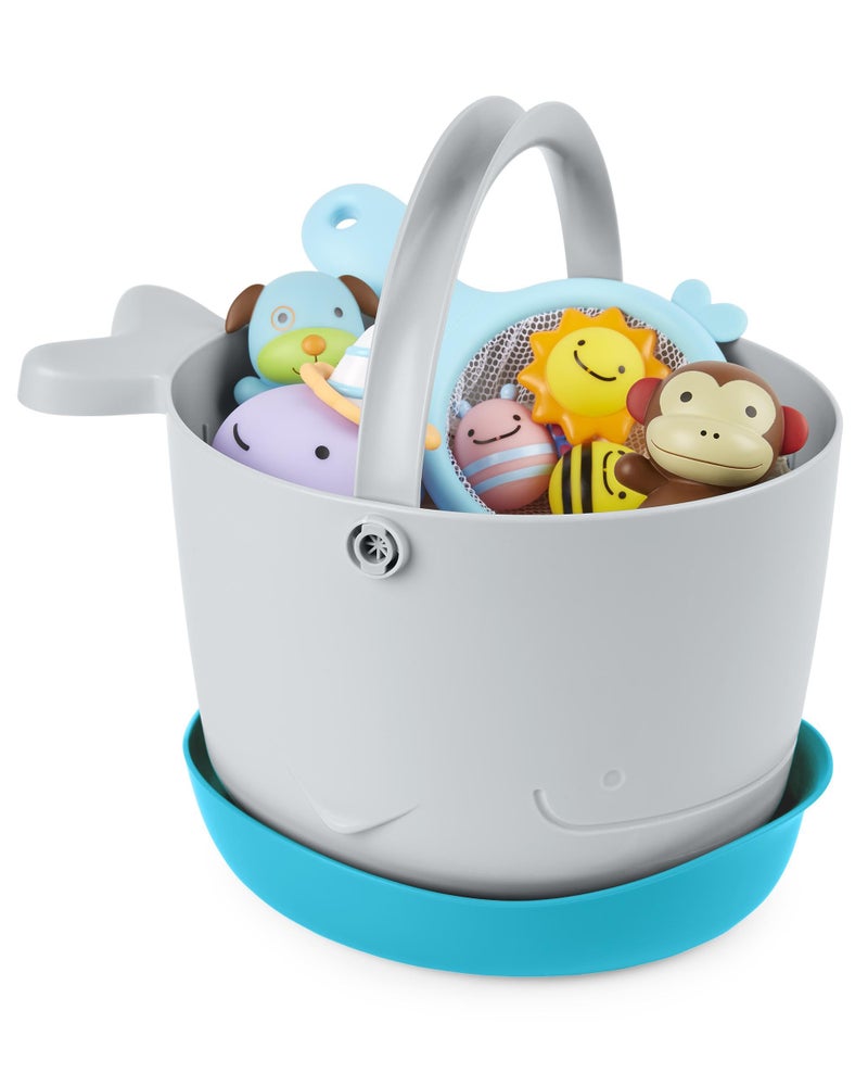 Skip Hop Skip Hop Bath Toy Storage, Moby Stowaway Bucket, Grey  - Image 4