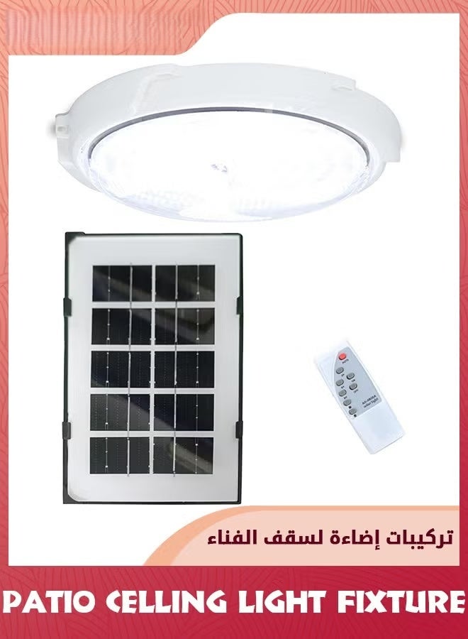 EETU LED Solar Lights,Indoor Outdoor, Solar Porch Ceiling Light With Remote, 100W Solar Chicken Coop Light,Solar Gazebo Lights With Dusk To Dawn Sensor And Timer - Image 1