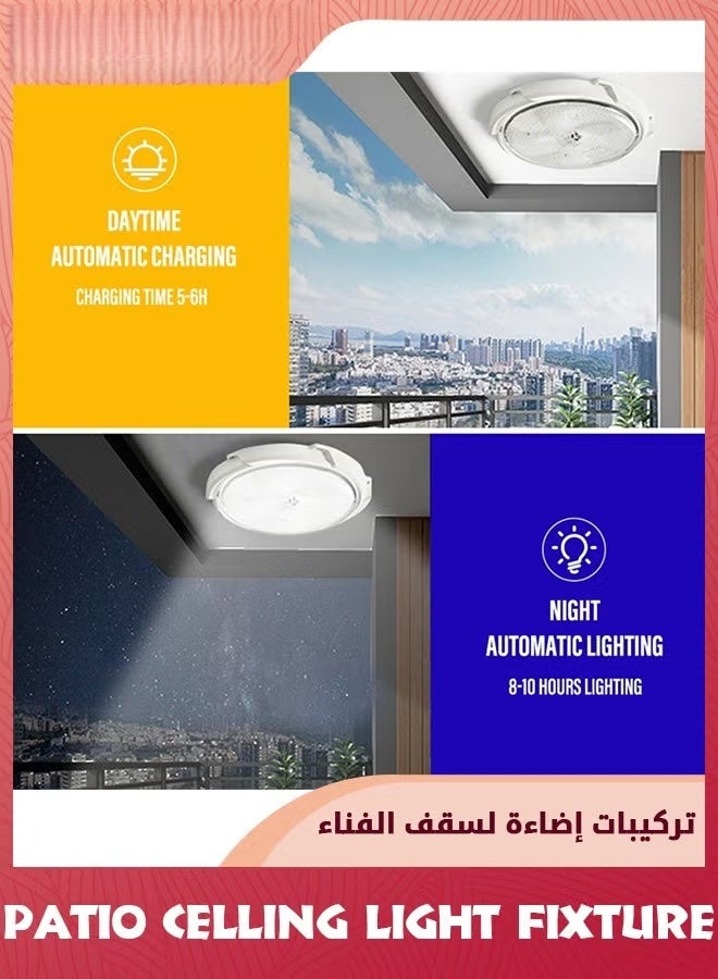 EETU LED Solar Lights,Indoor Outdoor, Solar Porch Ceiling Light With Remote, 100W Solar Chicken Coop Light,Solar Gazebo Lights With Dusk To Dawn Sensor And Timer - Image 5