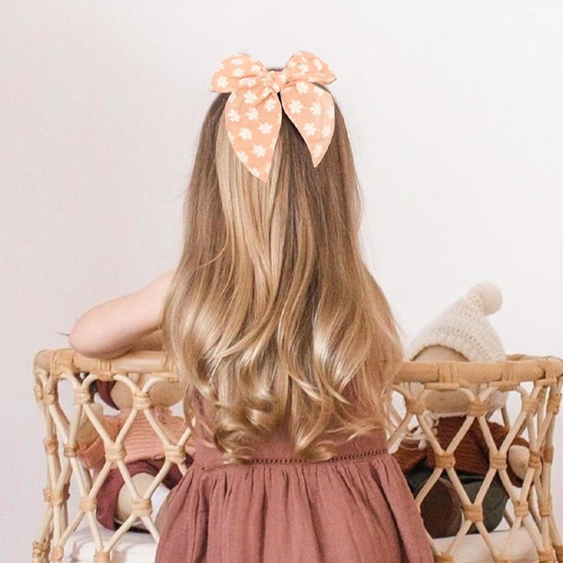 Niceye Fable Girls Hair Bows Cotton Linen Alligator Hair Clips or Little Girls Toddlers Kids Neutral Handmade Hair Accessories - 5.5â€ bow - Image 4