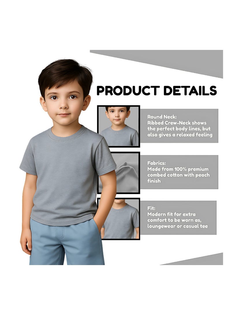 برينت شوب فور مي Printshop4me تي شيرت للأولاد برقبة دائرية 170 جرام في المتر المربع من القطن الخالص الألوان الأساسية - Image 3