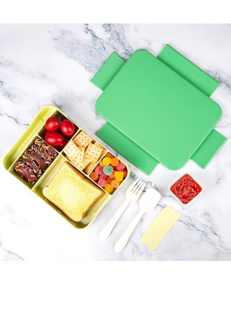 Gonice Bento Lunch Box for Kids, 1330ML Bento Box Adult Lunch Box with 6 Compartment, Leakproof Snack Boxes with Utensil Sauce Dressing Containers, Reusable On-the-Go Meal and Snack Packing(Green)  - Image 5