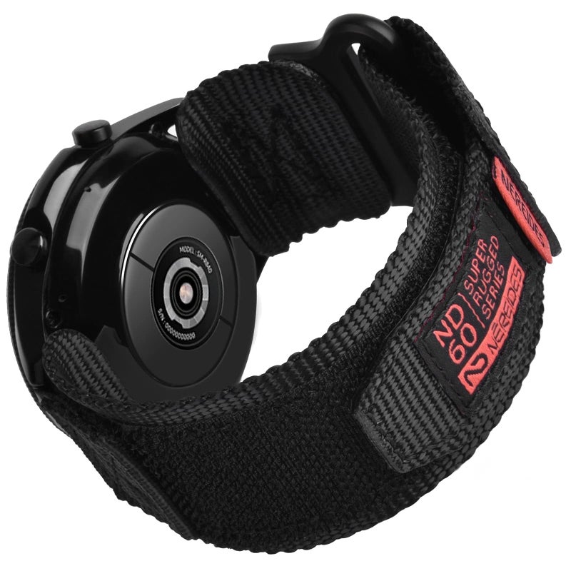 Nereides Band Compatible with Samsung Galaxy Watch 3 45mm/Galaxy Watch 46mm/Gear S3 Frontier/Classic, 22mm Nylon Sport Replacement Strap for Men Women (Black,L) - Image 1