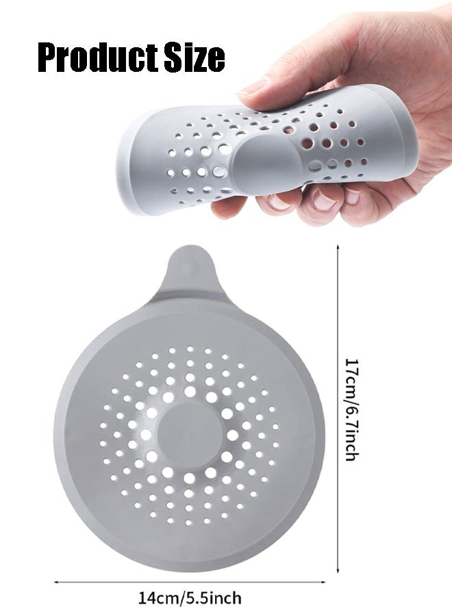 CMGTYYD. 4 قطع من فلتر السيليكون، واقي الصرف، أغطية صرف الدش، مصفاة الشعر، فلتر صرف الحمام من السيليكون، لحوض المطبخ، حوض الاستحمام، غطاء صرف حوض الاستحمام مع كوب شفط (رمادي وأبيض) - Image 2