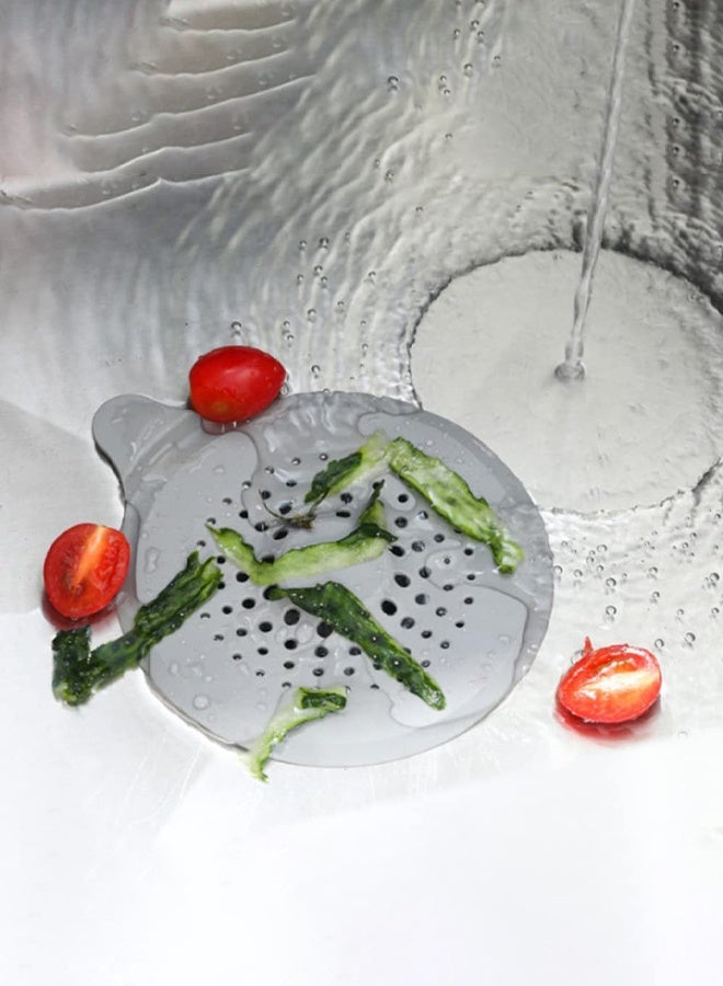 CMGTYYD. 4 قطع من فلتر السيليكون، واقي الصرف، أغطية صرف الدش، مصفاة الشعر، فلتر صرف الحمام من السيليكون، لحوض المطبخ، حوض الاستحمام، غطاء صرف حوض الاستحمام مع كوب شفط (رمادي وأبيض) - Image 3