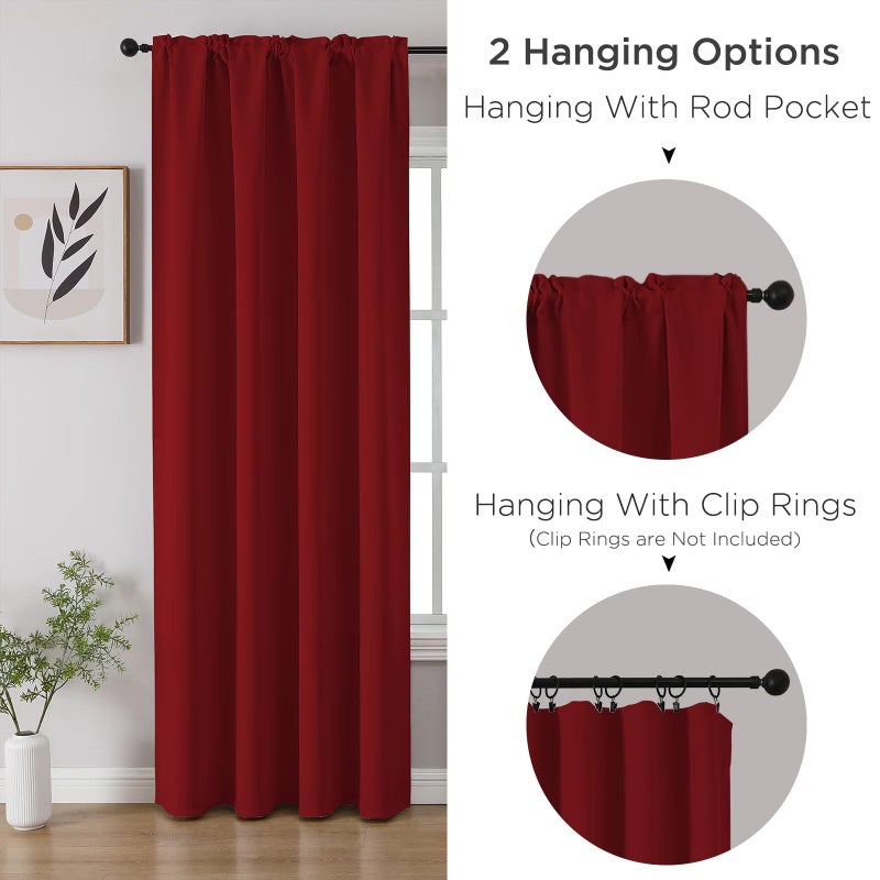 CUCRAF Red Blackout Curtains 84 inch Length 2 Panels Set, Rod Pocket Room Darkening Drapes for Bedroom Living Room, Insulated Thermal Light Blocking Window Curtain (W52 x L84 Inch) - Image 3