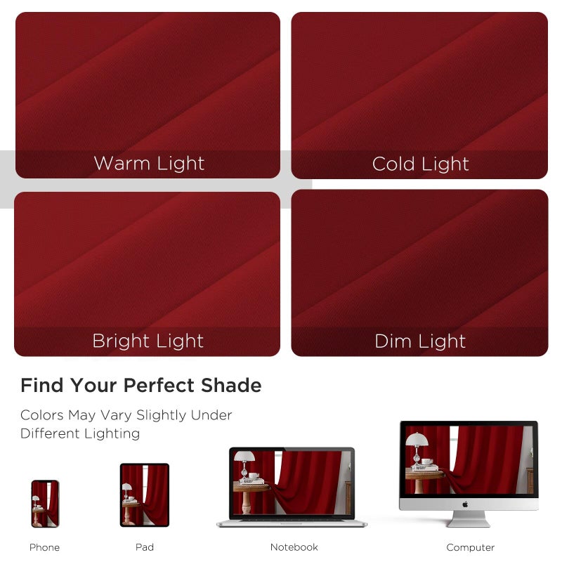 CUCRAF Red Blackout Curtains 84 inch Length 2 Panels Set, Rod Pocket Room Darkening Drapes for Bedroom Living Room, Insulated Thermal Light Blocking Window Curtain (W52 x L84 Inch) - Image 4