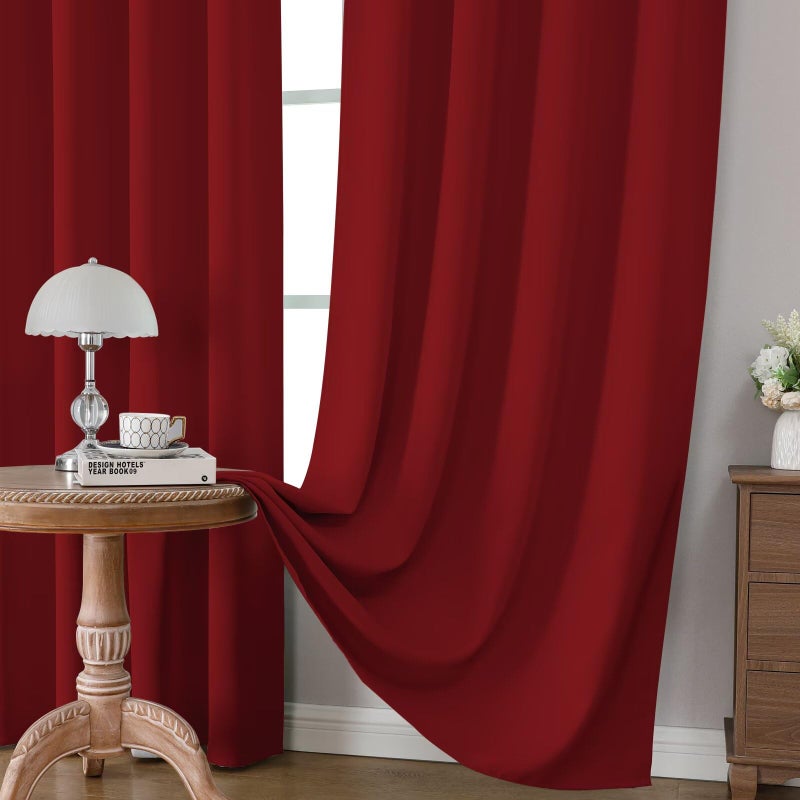CUCRAF Red Blackout Curtains 84 inch Length 2 Panels Set, Rod Pocket Room Darkening Drapes for Bedroom Living Room, Insulated Thermal Light Blocking Window Curtain (W52 x L84 Inch) - Image 5