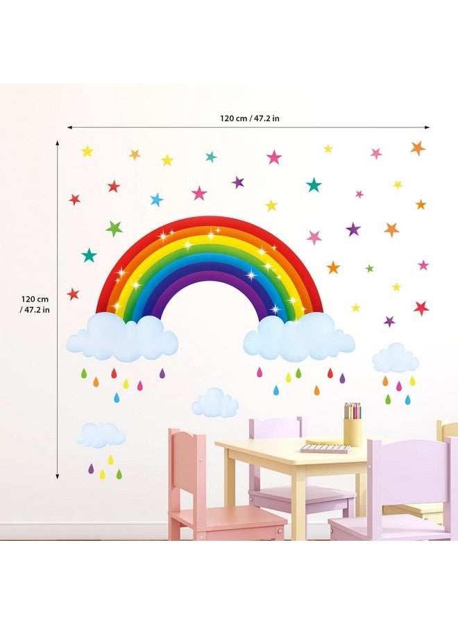 BASHOM BS-114 Rainbow Wall Decals Colorful Star Stickers for Girls Kids Baby Bedroom Nursery Living Room Peel and Stick Removable Decor Decorations Room Art Toddler Wallpaper playroom Cloud Boys - Image 5