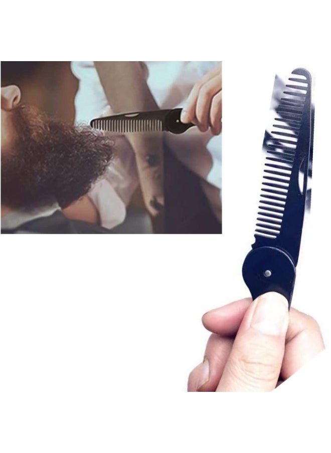 Tuklye Stainless Steel Folding Beard and Mustache Comb for Men's Grooming - Anti-Static Hair Styling Pocket Beard Comb  - Image 3