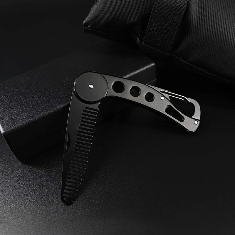 Tuklye Stainless Steel Folding Beard and Mustache Comb for Men's Grooming - Anti-Static Hair Styling Pocket Beard Comb - Image 2