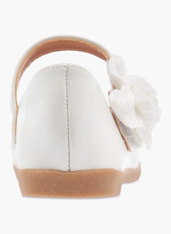 Flora Bella By Shoexpress Girls Floral Accent Detail Mary Jane Shoes with Hook and Loop Closure