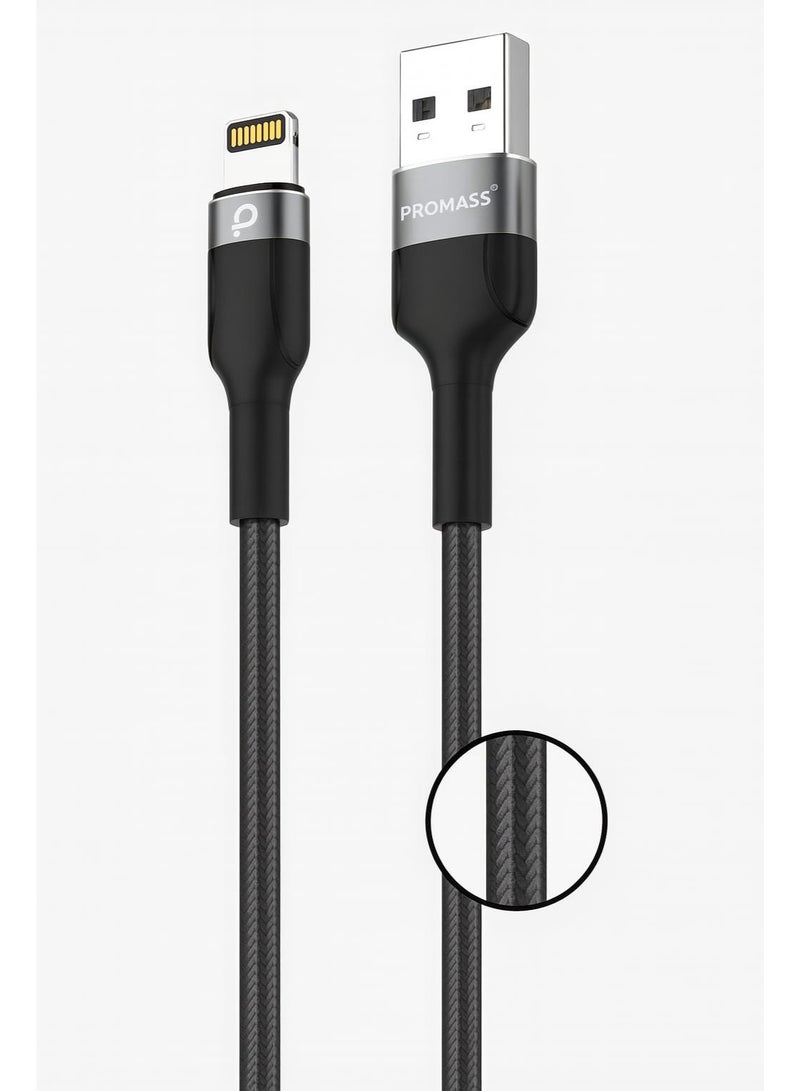 بروماس كابل وصلة شحن سريع لايتنينج من PROMASS بطول 1 متر – كابل نايلون مضفر متين يدعم الشحن السريع 3A ونقل البيانات
