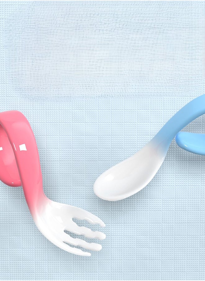 kiddoz Pair Baby Feeding Heat Discoloration Spoon Fork Set  - Image 3