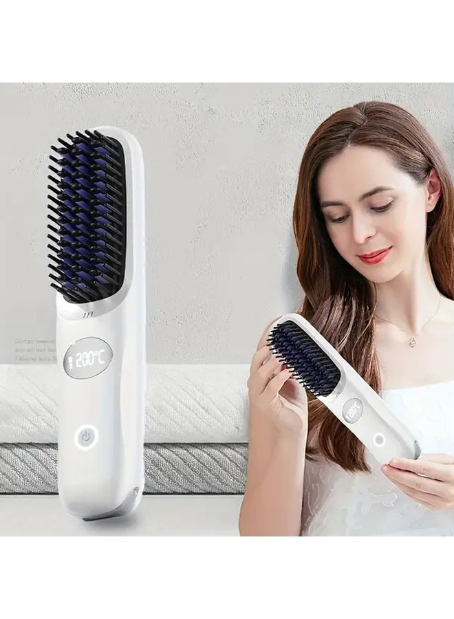 Black Wireless Fast Heating Hair Straightener Comb Instant Heat 30s Ionic Styler - Image 1