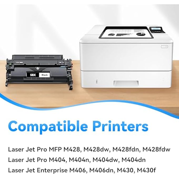 58X TONER CARTRIDGE BLACK CF258X TONER COMPATIBLE WITH HP 58X 58A CF258X CF258A CF258 INK CARTRIDGE WITH CHIP FOR LASERJET MFP M428FDW M428DW M428FDN PRO M404N M404DN M404DW M404 PRINTER(2 PACK) - Image 3