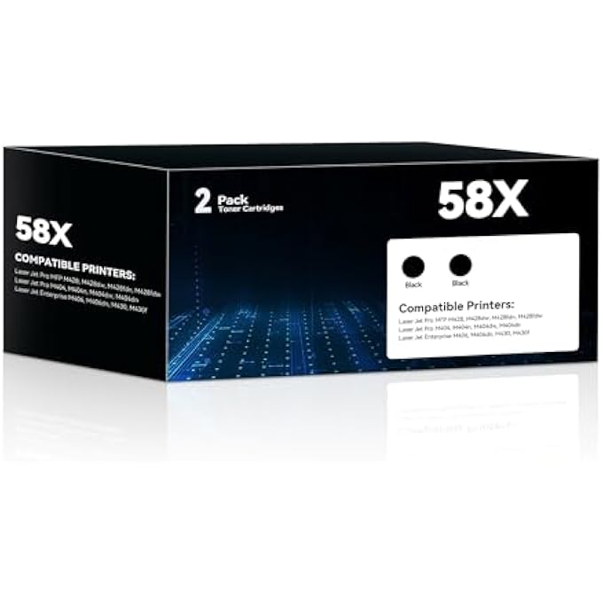 58X TONER CARTRIDGE BLACK CF258X TONER COMPATIBLE WITH HP 58X 58A CF258X CF258A CF258 INK CARTRIDGE WITH CHIP FOR LASERJET MFP M428FDW M428DW M428FDN PRO M404N M404DN M404DW M404 PRINTER(2 PACK) - Image 2