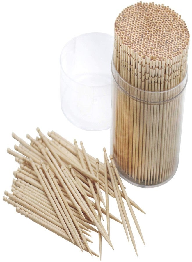 Boulevar Wooden Round Toothpicks with Storage Holder Multi-Purpose for Fruit Cocktail Dessert Barbecue Art Craft Teeth Cleaning 260 Pieces - Image 1
