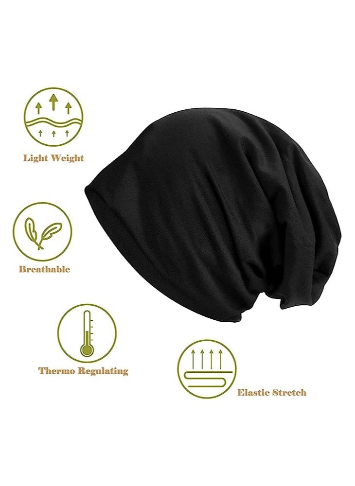 RATSAW 2PCS Slouch Beanie Hat for Men Women Stretchy Skull Cap Soft Warm Daily Cuffed Hats Unisex Comfortable Beanie Gifts for Men Dad  - Image 2