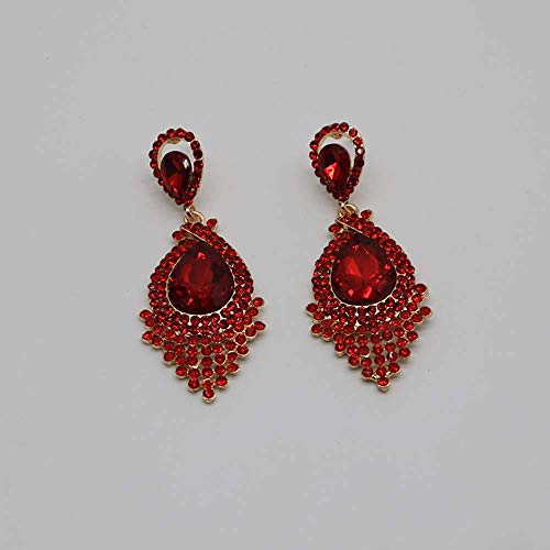 YINLI Long Full Red Rhinestone Crystal Dangle Chandelier Drop Earrings Fashion Jewelry (Style04) - Image 5