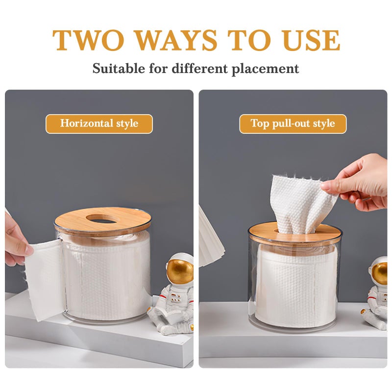 Brown Plastic Lid Tissue Box Double Roll Paper Storage Container For Bathroom Kitchen - Image 4