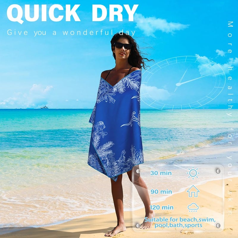 Widdonen Microfiber Lightweight Beach Towel Sand Free Quick Dry Absorbent Thin Compact Towels for Swimming Pool Camping Beach Accessories Large Easy Pack Travel Things for Vacation Essentials Gift - Image 5