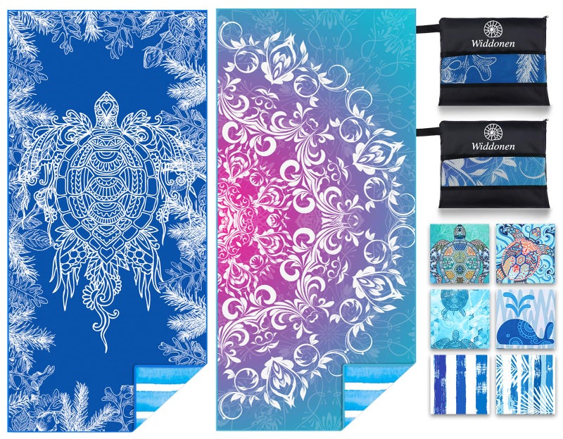 Widdonen Microfiber Lightweight Beach Towel Sand Free Quick Dry Absorbent Thin Compact Towels for Swimming Pool Camping Beach Accessories Large Easy Pack Travel Things for Vacation Essentials Gift - Image 1